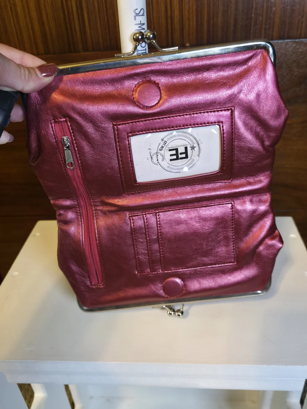 Metallic Rose Pink Kiss-Lock Frame Clutch